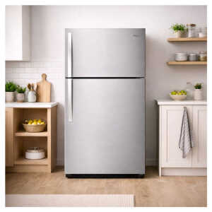 WHIRPOOL 22 CU.FT TOP FREEZER AUTOMATIC DEFROST MONOCHROMATIC STAINLESS STEEL REFRIGERATOR | WRT541SZDM - Image 