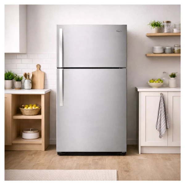WHIRLPOOL 21.3 CU.FT AUTOMATIC DEFROST MONOCHROMATIC STAINLESS STEEL REFRIGERATOR | WRT511SZDM - Image 