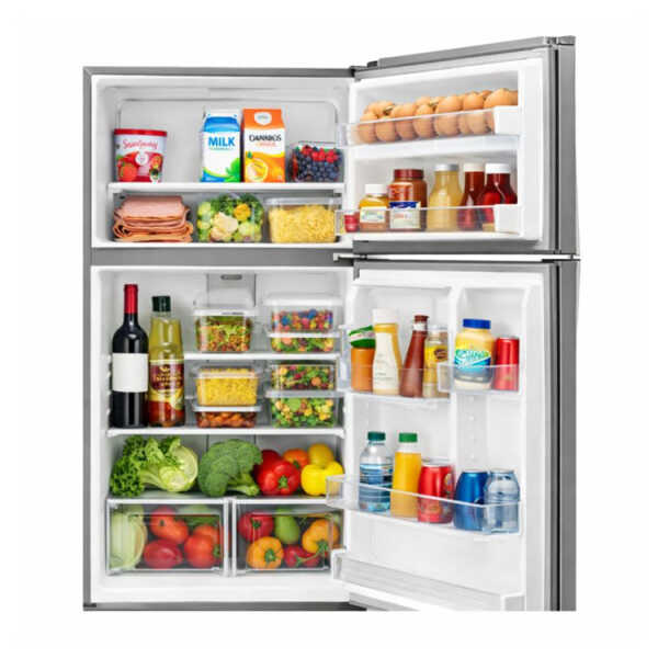 WHIRPOOL 22 CU.FT TOP FREEZER AUTOMATIC DEFROST MONOCHROMATIC STAINLESS STEEL REFRIGERATOR | WRT541SZDM - Image 