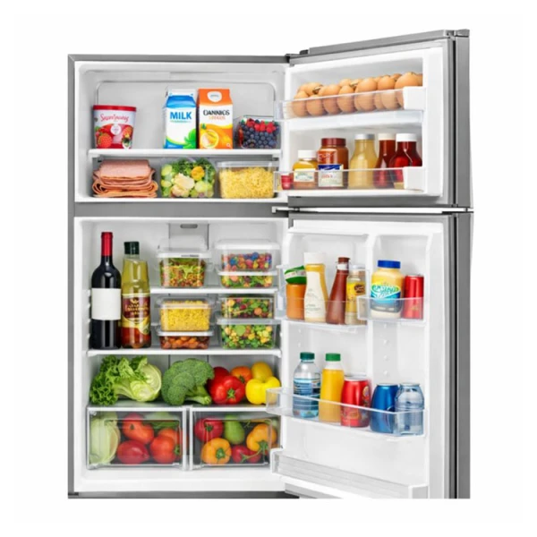 WHIRPOOL 22 CU.FT TOP FREEZER AUTOMATIC DEFROST MONOCHROMATIC STAINLESS STEEL REFRIGERATOR | WRT541SZDM - Image 