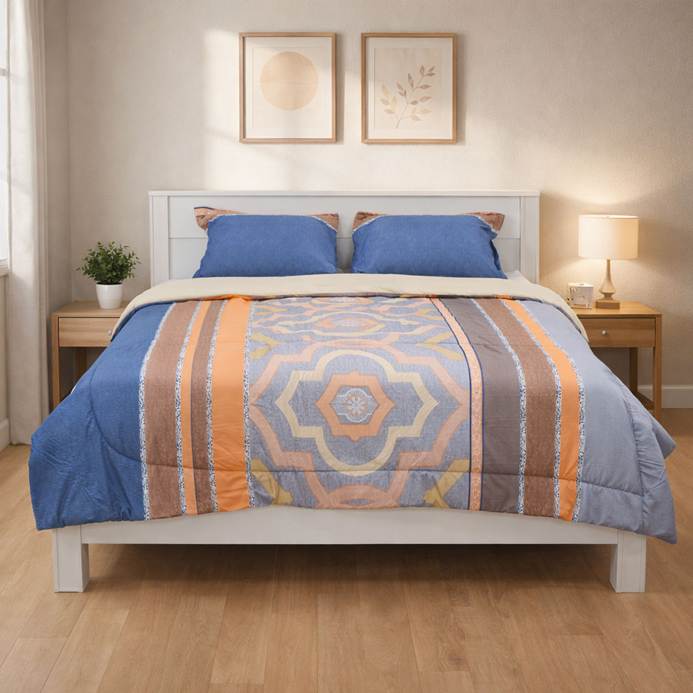Christy’s striped pattern comforter set in grey beige