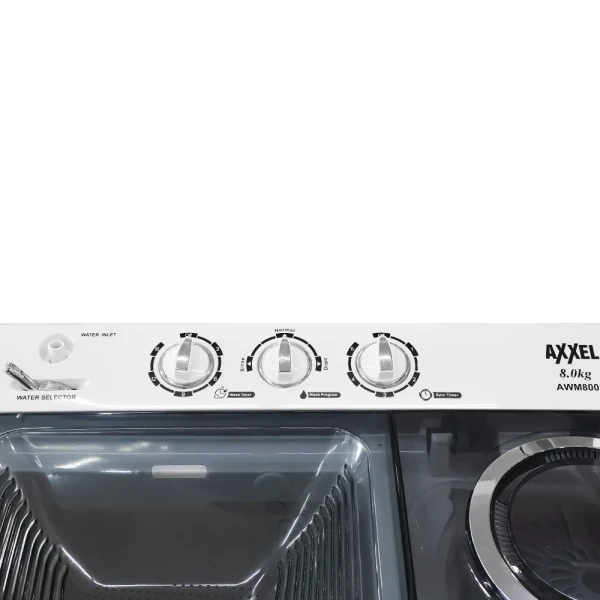 AXXEL 8KG SEMI-AUTOMATIC TWIN TUB WASHING MACHINE 110V WHITE | AWM800 - Image 