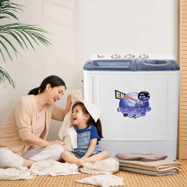 AXXEL 8KG SEMI-AUTOMATIC TWIN TUB WASHING MACHINE 110V WHITE | AWM800 - Image 