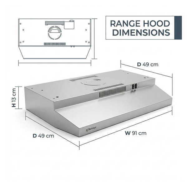 BERKLAYS 90CM RANGE HOOD INOX | BH36XC12X - Image 
