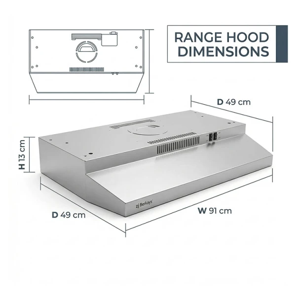 BERKLAYS 90CM RANGE HOOD INOX | BH36XC12X - Image 