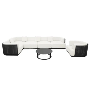 SOLEA U LOUNGE 7 PIECES OUTDOOR SETS WITH 5 SEATS OFF WHITE | KM1244 - Image 