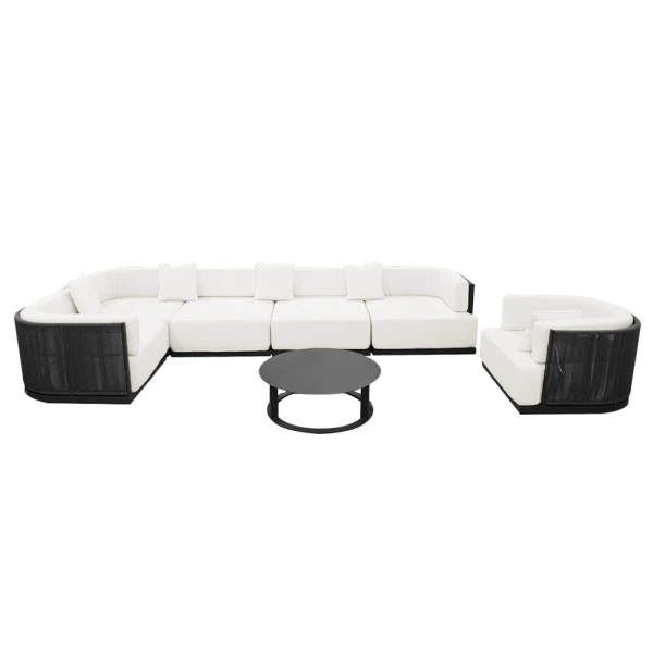 SOLEA U LOUNGE 7 PIECES OUTDOOR SETS WITH 5 SEATS OFF WHITE | KM1244 - Image 