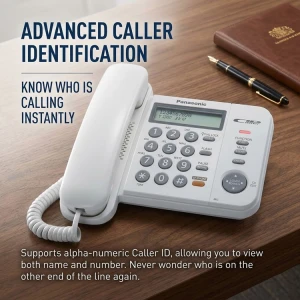 PANASONIC CORDED TELEPHONE W/SPEAKERPHONE WHITE | KX-TS580 - Image 