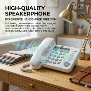 PANASONIC CORDED TELEPHONE W/SPEAKERPHONE WHITE | KX-TS580 - Image 