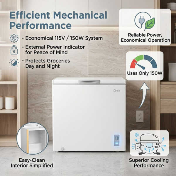 MIDEA 7 CUFT/198L CHEST FREEZER 115V WHITE | MD-RC07-F01 - Image 