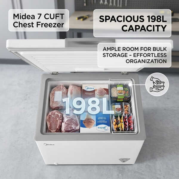 MIDEA 7 CUFT/198L CHEST FREEZER 115V WHITE | MD-RC07-F01 - Image 