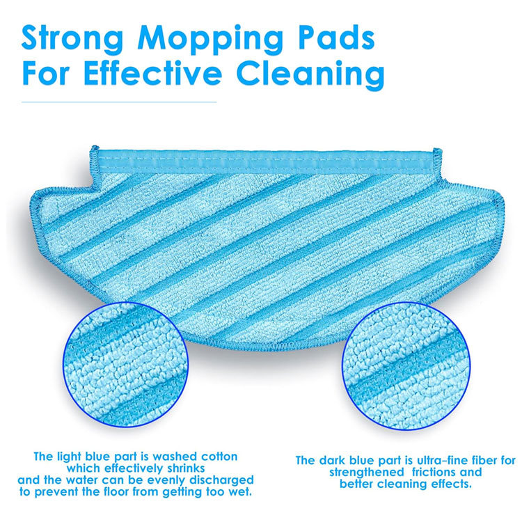 Dual-texture washed cotton and ultra-fine fiber mop pad