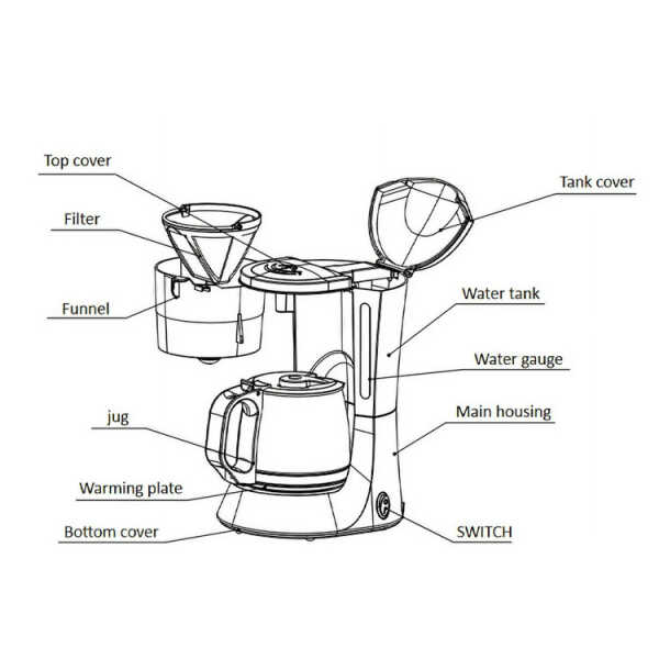 PREMIUM 8-10 CUPS COFFEE MAKER BLACK 120V-700W | PCM599B - Image 