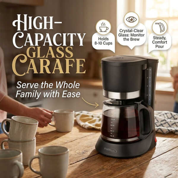 PREMIUM 8-10 CUPS COFFEE MAKER BLACK 120V-700W | PCM599B - Image 