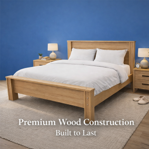 WOODEN KING SIZE BED BROWN 180X200 | S819C-FR - Image 