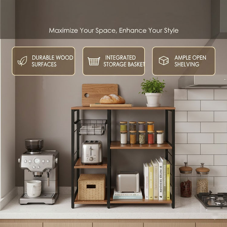 Primo WBL44 coffee station with wooden open shelving