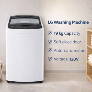LG 19KG INVERTER IMPELLER WASHER WHITE, 120V | WT19WVTM - Image 