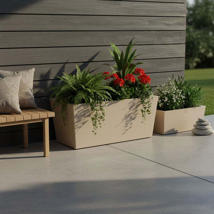 Modern rectangular plant pot for gardening