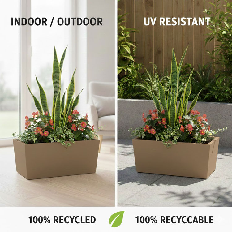 OU Planters Aura beige rectangular plant pot