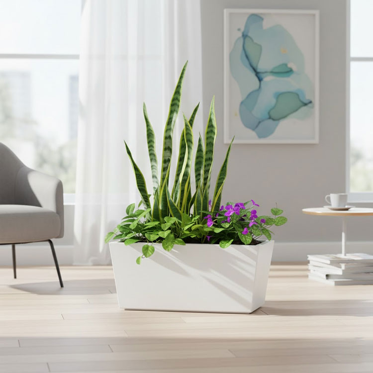 YOU Planters Aura white rectangular plant pot