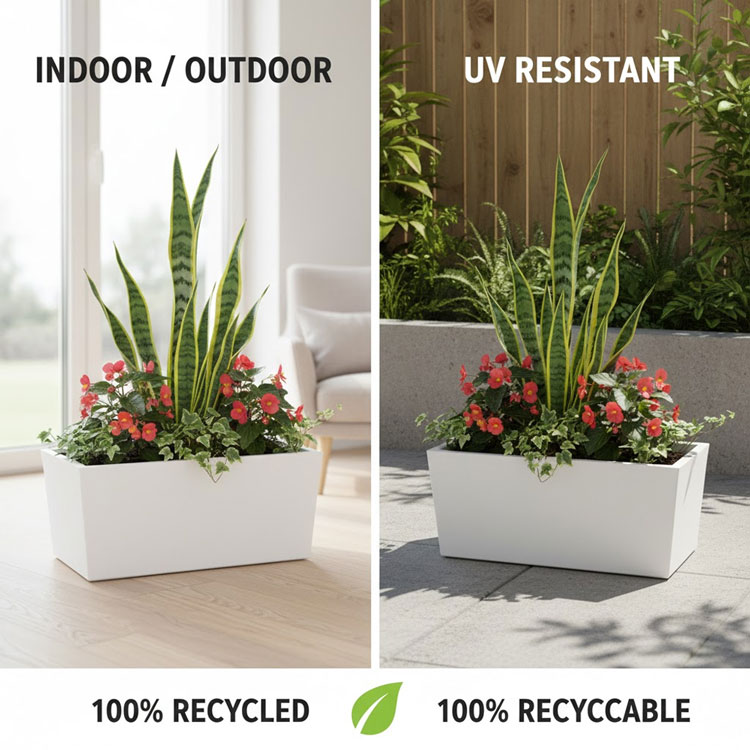 White rectangular plant pots indoor and outdoor