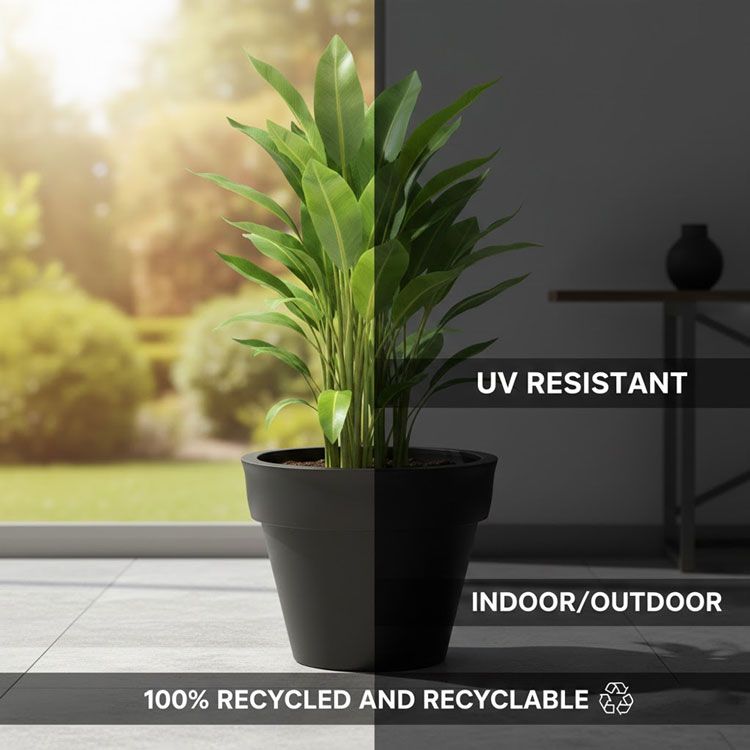 UV resistant recycled indoor outdoor round plant pot