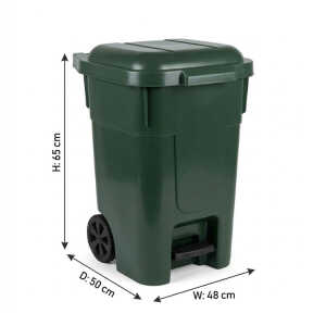 60L DUSTBIN W/ PEDAL & WHEELS GREEN | 0127 - Image 