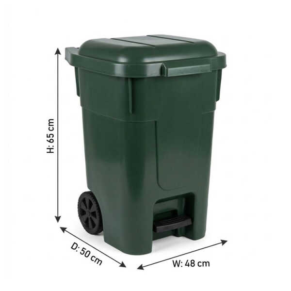 60L DUSTBIN W/ PEDAL & WHEELS GREEN | 0127 - Image 