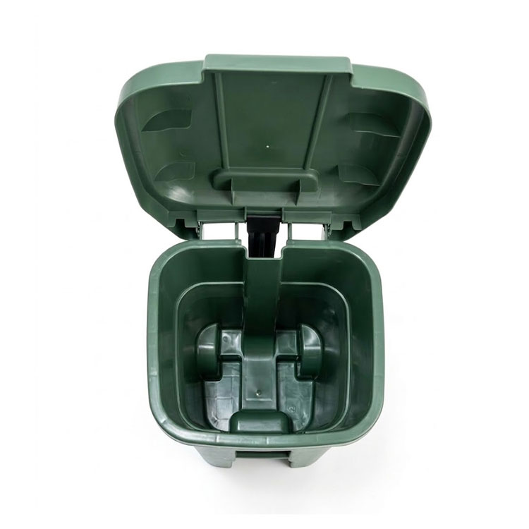 Interior view of 60L green plastic dustbin.