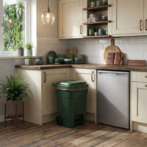 60L DUSTBIN W/ PEDAL & WHEELS GREEN | 0127 - Image 