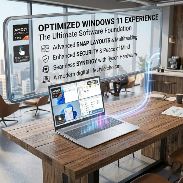 HP OMNIBOOK 5 16" 2K LAPTOP NEXT GEN AI PC AMD RYZEN 16GB RAM 512GB SSD SILVER | 16-AG1070 - Image 