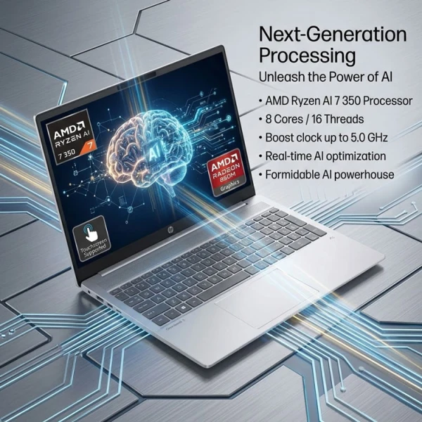 HP OMNIBOOK 5 16" 2K LAPTOP NEXT GEN AI PC AMD RYZEN 16GB RAM 512GB SSD SILVER | 16-AG1070 - Image 