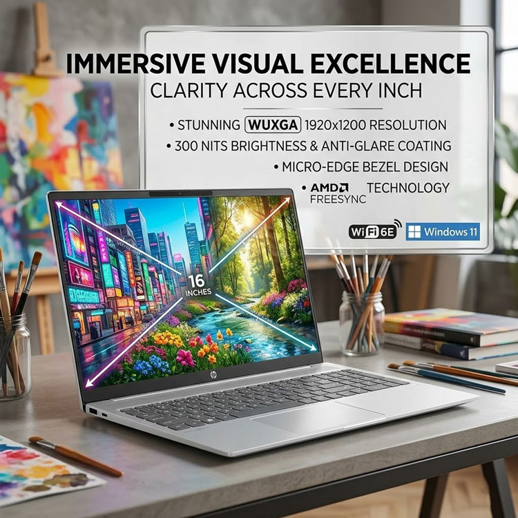 16-inch WUXGA anti-glare display 1920x1200 resolution.