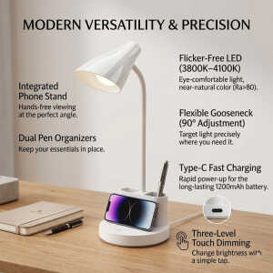 DESK LAMP W/ PHONE + PEN HOLDER | 41044 - Image 