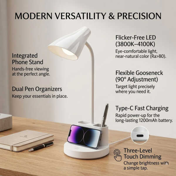 DESK LAMP W/ PHONE + PEN HOLDER | 41044 - Image 