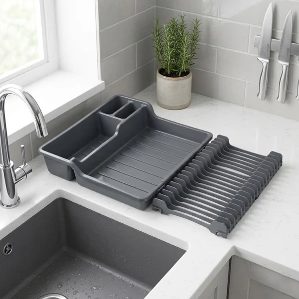 PLASTIC EXPANDABLE/FOLDABLE DISH DRYING RACK ASSORTED COLORS | 7101 - Image 