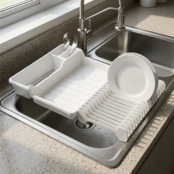 PLASTIC EXPANDABLE/FOLDABLE DISH DRYING RACK ASSORTED COLORS | 7101 - Image 