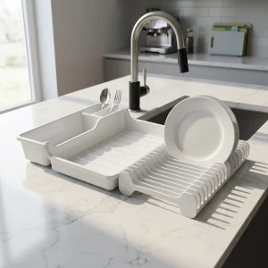 PLASTIC EXPANDABLE/FOLDABLE DISH DRYING RACK ASSORTED COLORS | 7101 - Image 