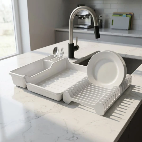 PLASTIC EXPANDABLE/FOLDABLE DISH DRYING RACK ASSORTED COLORS | 7101 - Image 