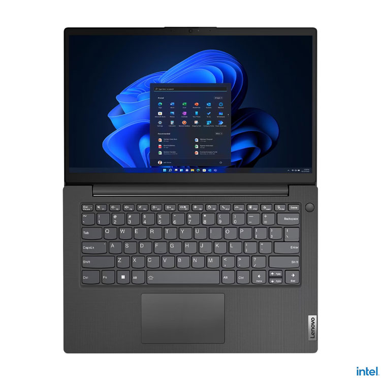 Top-down view of Lenovo 14 inch notebook laptop.
