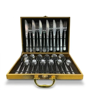 24 PCS STAINLESS STEEL CUTLERY SET (TABLESPOONS/TEASPOONS/FORKS/BUTTER KNIVES) SILVER |  86976 - Image 