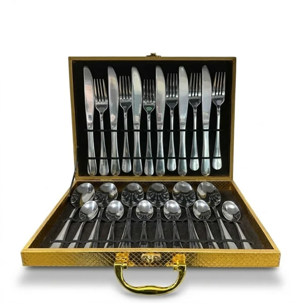 24 PCS STAINLESS STEEL CUTLERY SET (TABLESPOONS/TEASPOONS/FORKS/BUTTER KNIVES) SILVER |  86976 - Image 