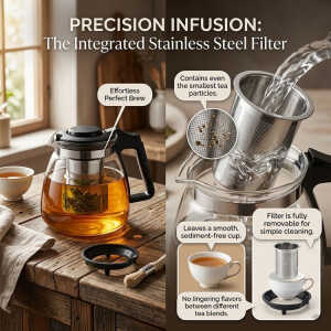 5PCS GLASS TEA SET (1 TEA POT & 4 TEA CUPS) | 86998 - Image 