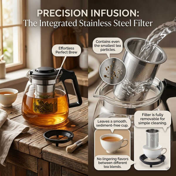 5PCS GLASS TEA SET (1 TEA POT & 4 TEA CUPS) | 86998 - Image 