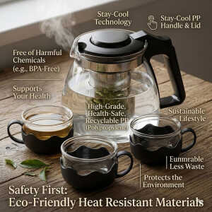5PCS GLASS TEA SET (1 TEA POT & 4 TEA CUPS) | 86998 - Image 