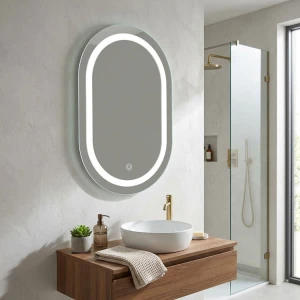 PILL SHAPED TOUCH CONTROLLED LED MIRROR W60XH80CM | 87940 - Image 