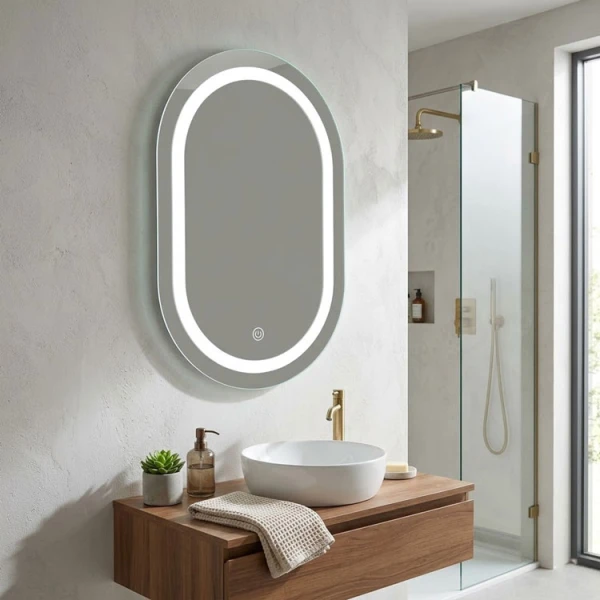 PILL SHAPED TOUCH CONTROLLED LED MIRROR W60XH80CM | 87940 - Image 