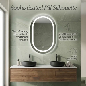 PILL SHAPED TOUCH CONTROLLED LED MIRROR W60XH80CM | 87940 - Image 