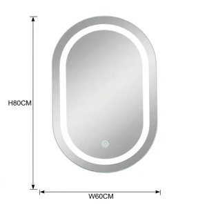 PILL SHAPED TOUCH CONTROLLED LED MIRROR W60XH80CM | 87940 - Image 
