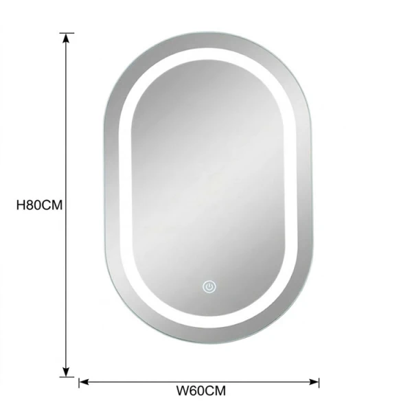 PILL SHAPED TOUCH CONTROLLED LED MIRROR W60XH80CM | 87940 - Image 